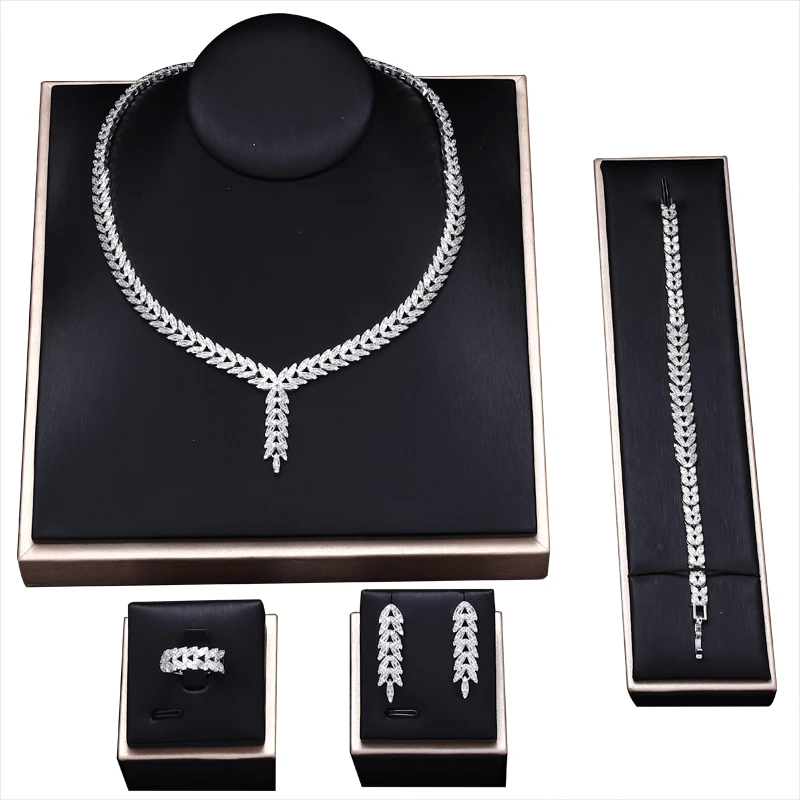 

Hotsale African 4pcs Bridal Jewelry Sets New Fashion Dubai Full Jewelry Set For Women Wedding Party Accessories