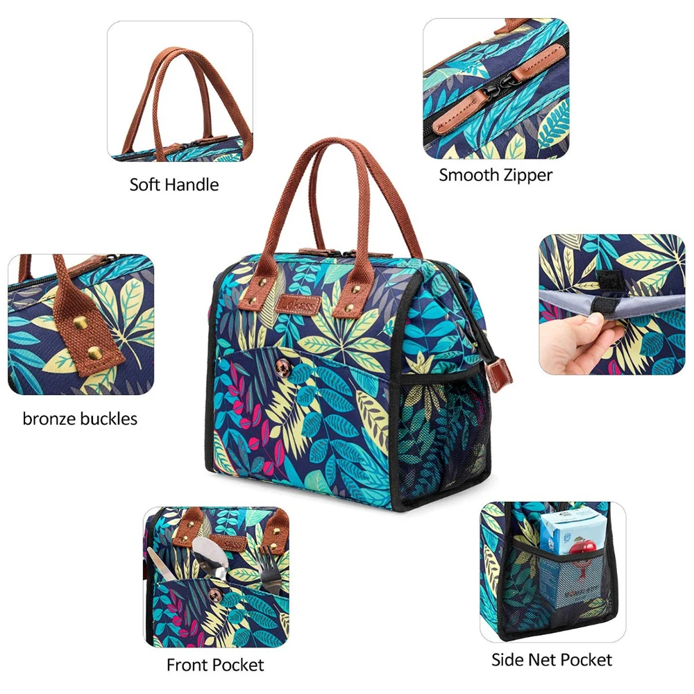 Портативная сумка холодильник для обеда женская тоут изолированная еды широкий