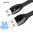 Кабель Micro USB Type-C длиной 1 м, светодиодный разъем для быстрой зарядки Samsung S21, S20, S10, 9, Huawei P40, P30 Pro Lite, шнур для передачи данных