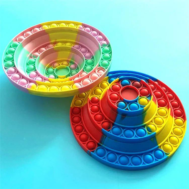 Enlarge Pop Rainbow Push Bubble Fidget Toys Foldable Home Candy Fruit Snack Storage Tray Simple Dimple Anti Stress Toys For Kid Children