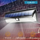 Светодиодный садовый датчик движения Солнечный настенный светильник водонепроницаемый для двора 118 светодиодный настенный энергосберегающий настенный светильник на солнечной батарее 3-сторонний свет