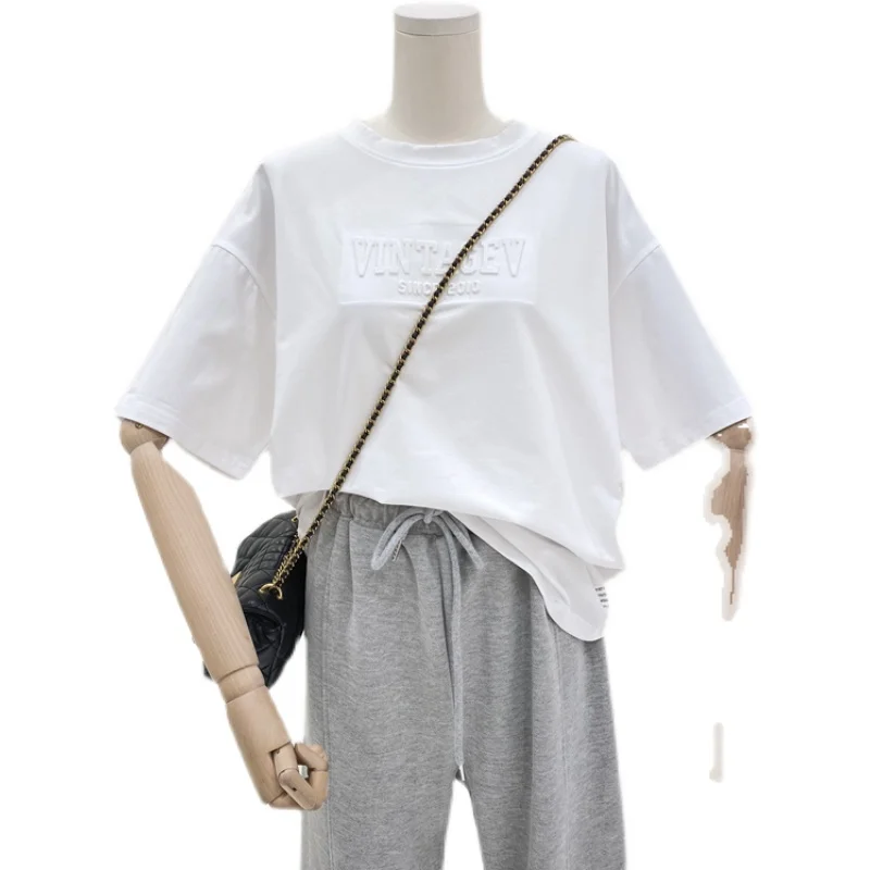 

Short Sleeved T-shirt Women's Summer New Letters Printed Shirt Comfortable Cotton Loose Short Sleeve Female Top Fashion