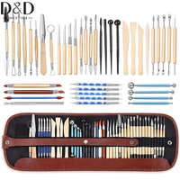 44pcs pottery clay sculpting tools double sided ceramic clay carving tool set with carrying case bag for beginners professionals