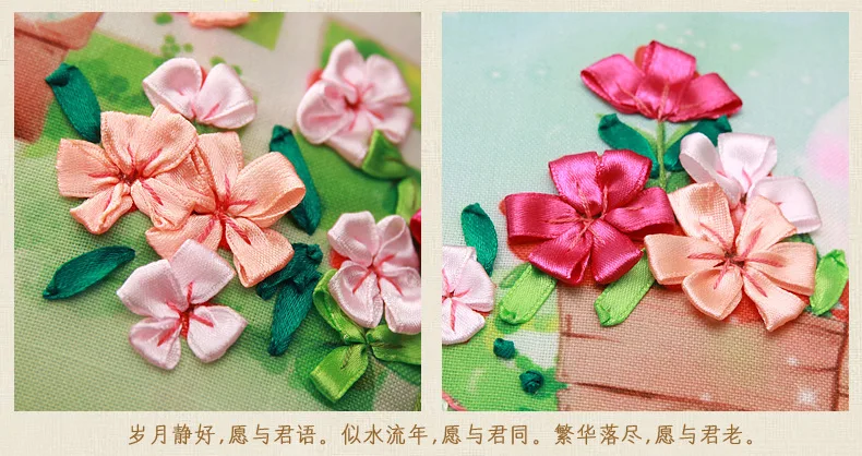 3D Набор для вышивки лентами синими и белыми ромашками чехлов подушек ручной