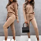 1 комплект спортивной одежды 2021, толстовка с капюшоном и брюки, однотонный Женский свитшот с длинным рукавом и кулиской, спортивный костюм