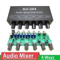 4 way output stereo signal audio mixer distributor board for headphone power amplifier potentiometer volume control dc 12v