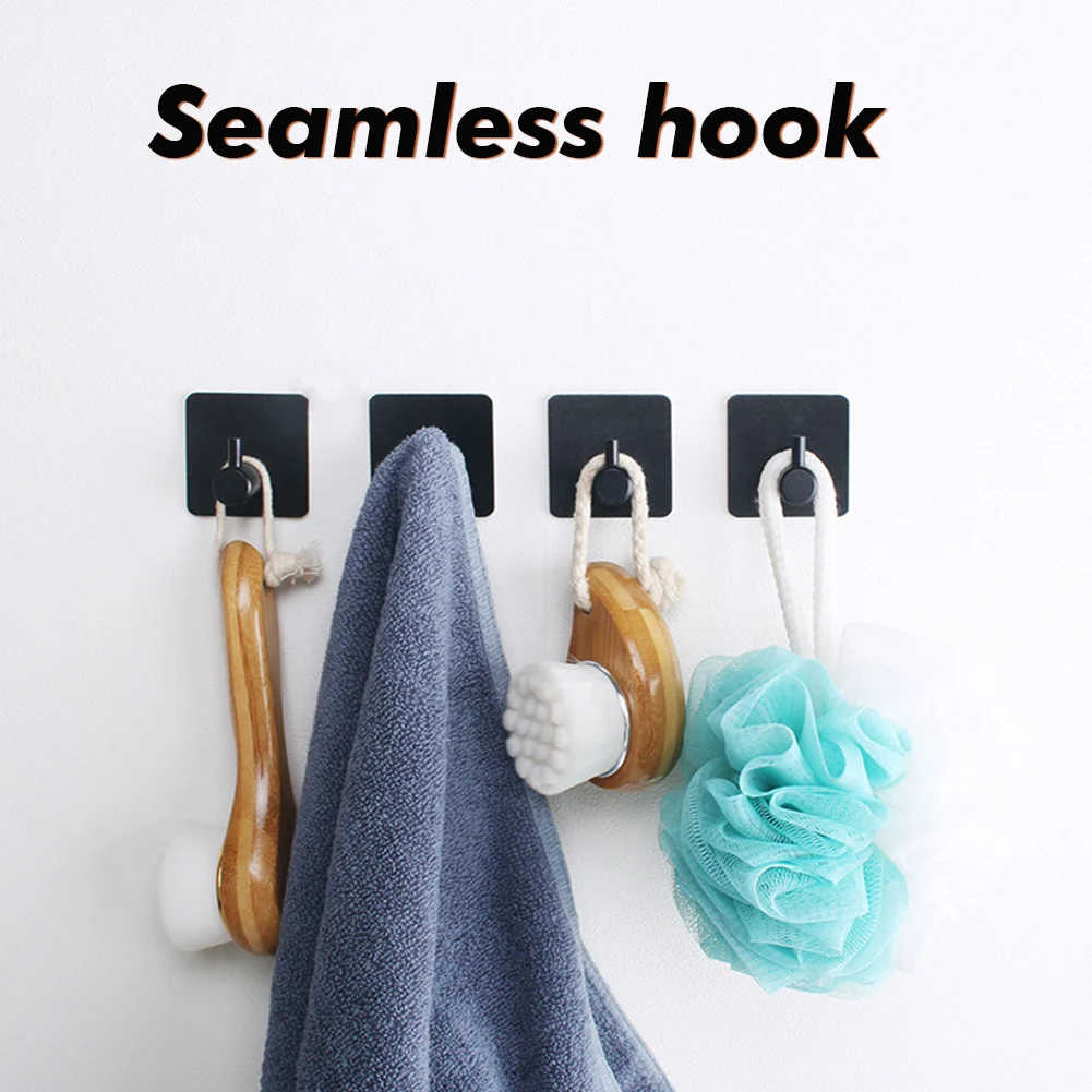 

4pcs Easy Install Wall Mounted Hanging Hook Bedroom Smooth Self Adhesive Heavy Duty Hotel Coat Hat Waterproof Kitchen Bathroom