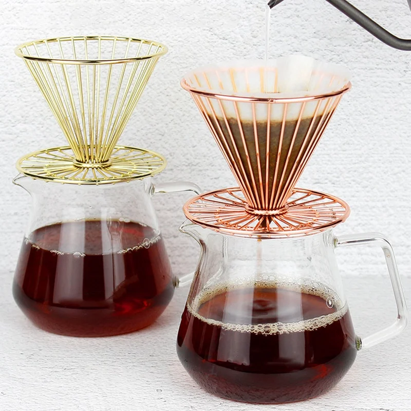 

Coffee Hand Filter Holder with Base V-Shaped Tea Filter Mesh Drip Filter