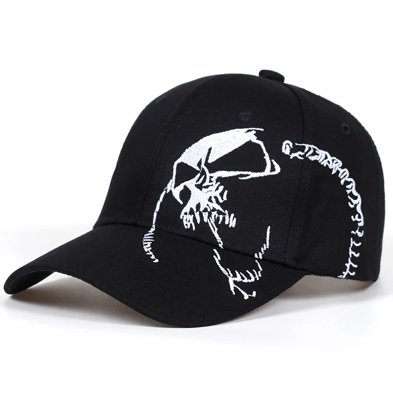 

High Quality Unisex Cotton Outdoor Baseball Cap Skull Embroidery Snapback Fashion Sports Hats for Men and Women Cap Bone Garros