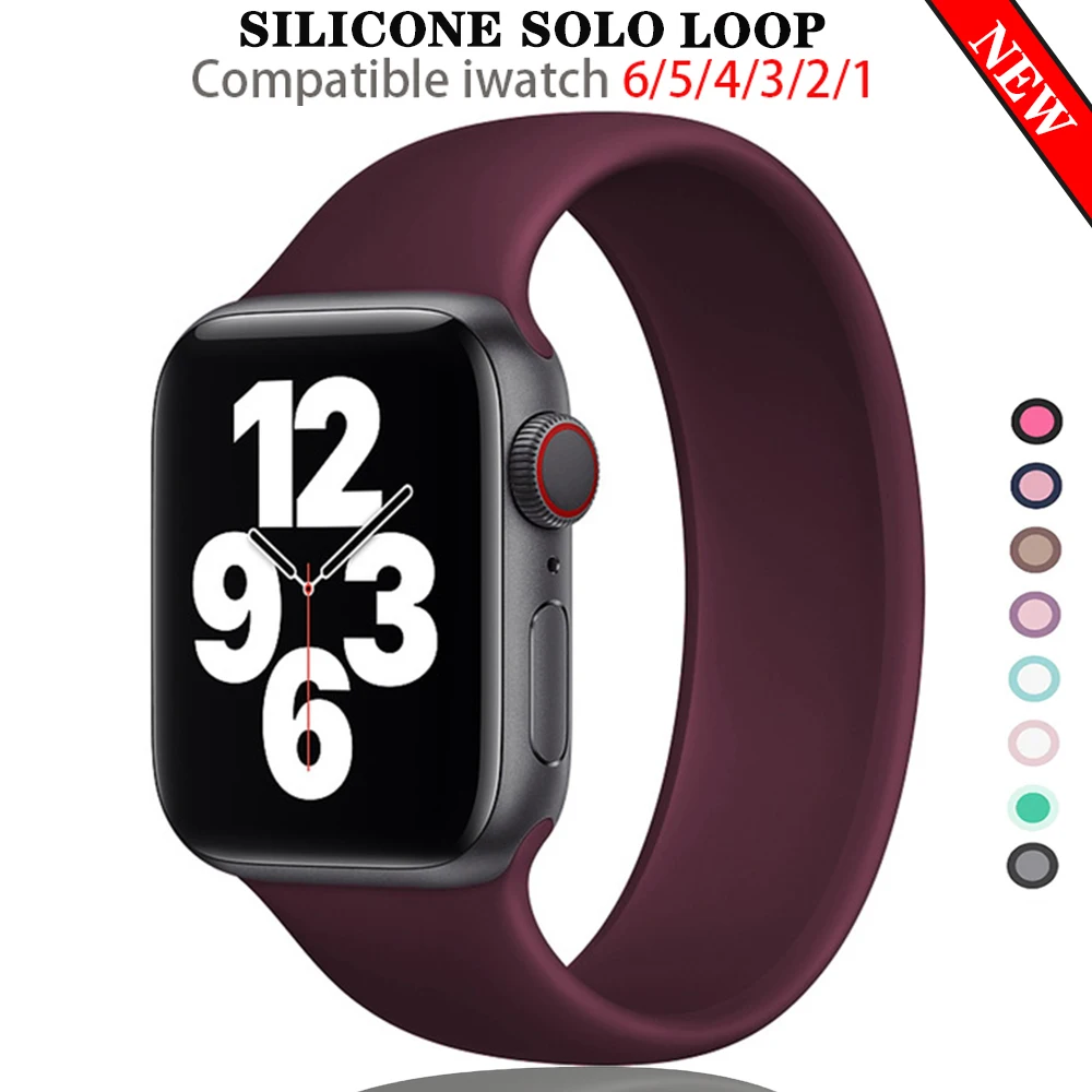 

Силиконовый ремешок Solo Loop для Apple Watch 7 Band 45 мм 41 мм 44 мм 40 мм iWatch Band 38 42 браслет ремешок для часов для серии 7 6 5 4 3