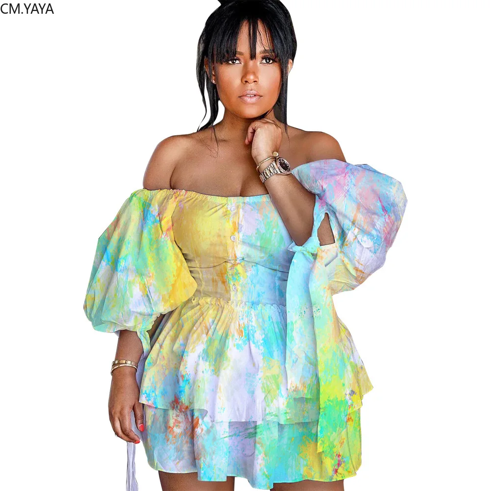 2019 осень зима краска для женщин с открытыми плечами фонарь рукав большие качели