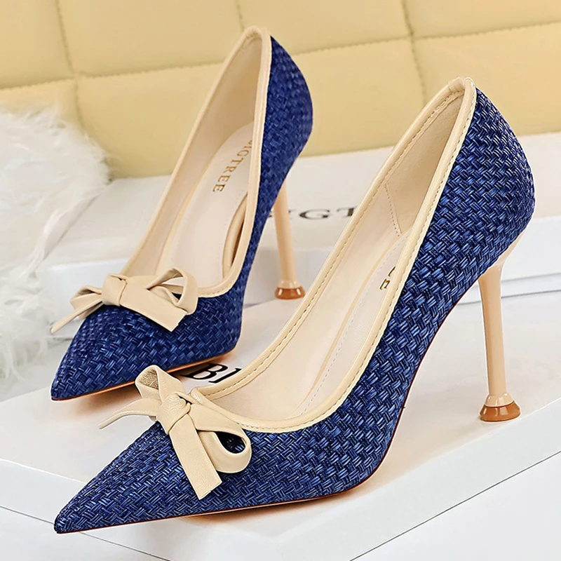 

Bigtree Shoes Women High Heels Butterfly Knot Pumps Heels Sexy Stiletto High Heels Ladies Pointed Toe Wedding Bride Shoes Women
