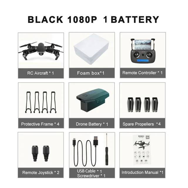 SG901 1080P 1B box SG907/SG901 gps Дрон с 4K HD двойной камерой Широкий угол 5G wifi FPV RC Квадрокоптер складной Дрон Профессиональный gps следуй за мной - Цвет: SG901 1080P 1B box