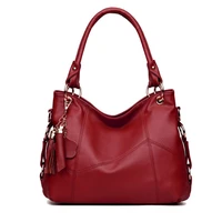style portable womens bag middle age fashion messenger bag leather large capacity shoulder bag atmosphere pu soft leather bag