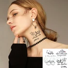 Водостойкая Временная тату-наклейка, буквенный дизайн, арабское письмо флэш-тату, искусственная тату, шея, запястье для женщин и мужчин