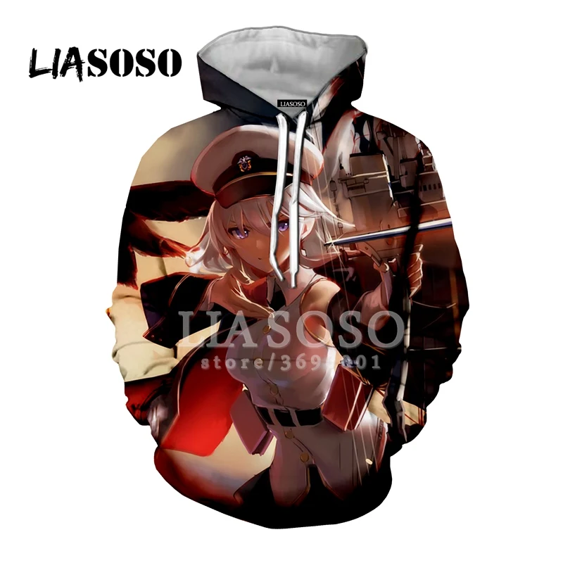LIASOSO 3D Print Women Men Japan Anime Azur Lane Kawaii Girls Hooded Hoodies Sweatshirts Pullover Harajuku Streetwear X2440 | Мужская