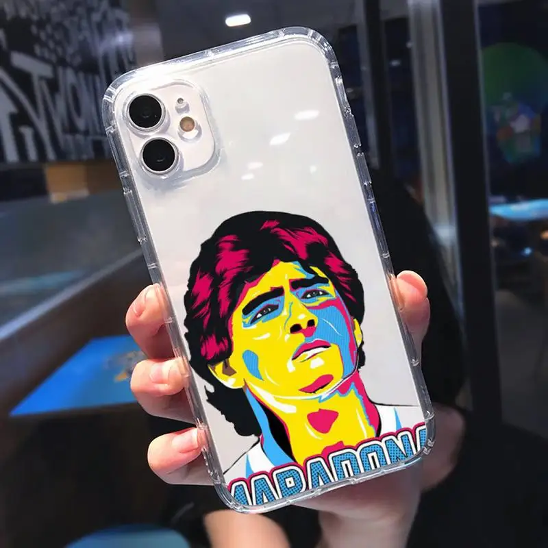 

caetoon Maradona Phone Case Transparent soft For iphone 5 5s 5c se 6 6s 7 8 11 12 plus mini x xs xr pro max