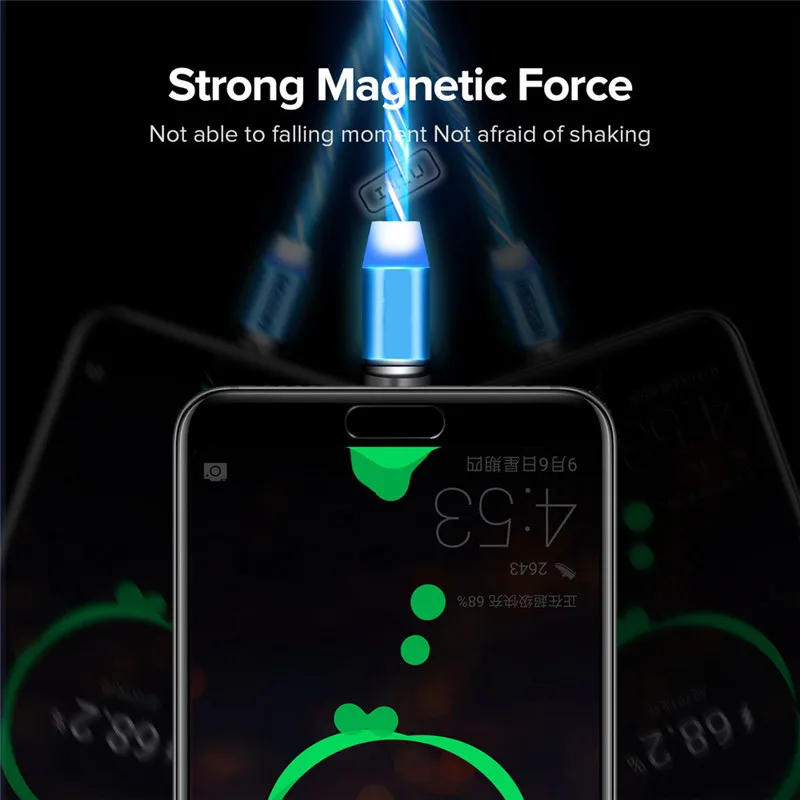 Быстрая зарядка Магнитный кабель Micro USB C кабель светодиодный Зарядка для iphone samsung note 4 5 2 8 9 10 plus j4 j2 a2 core C5 C7 C9 A20E