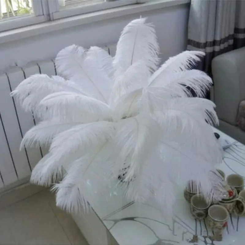 

100Pcs White Crafts Feathers DIY Natural Ostrich Feather Plume Jewelry Making Wedding Party Christmas Plumas Decoration 40-45 CM