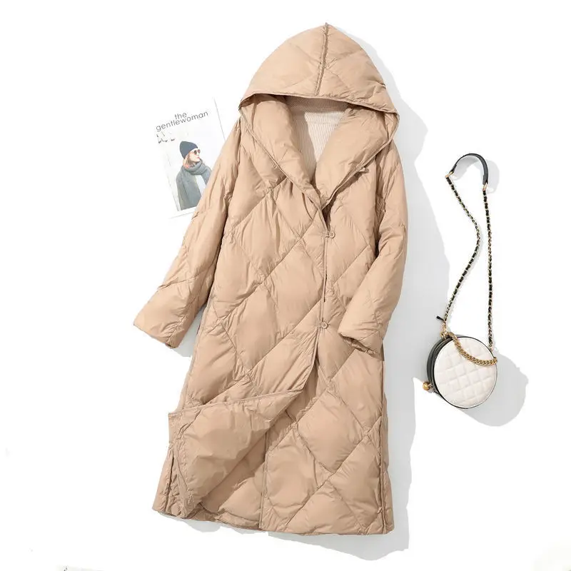 Ultra-light Warm Women's Jacket, Womens Parka Jacket With Hood, Winter Clothing 2021 Fashion Loose Lingge Down Commute Thicken