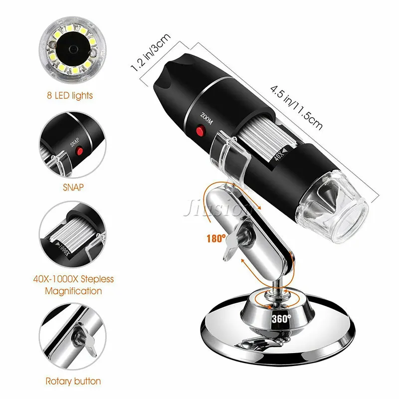 40X-1000X Magnifier 8 LED Microscope Digital Mini Camera Handheld USB Video Endoscope Micro Cam School Numerique Electronique |