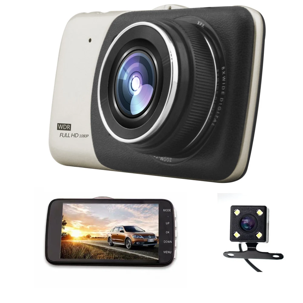 two lens 4,0 дюймов ips экран Автомобильный видеорегистратор Автомобильная камера Dash камера Full HD 1080P видео 170 градусов Dash Cam - Название цвета: two lens