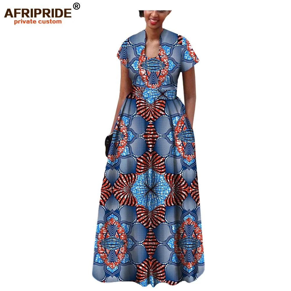 AFRIPRIDE/платье в африканском стиле для женщин; коллекция года; сезон осень; Короткие рукава с поясом; Длина до пола; вечерние платья в богемном стиле; A7225117 - Цвет: 490