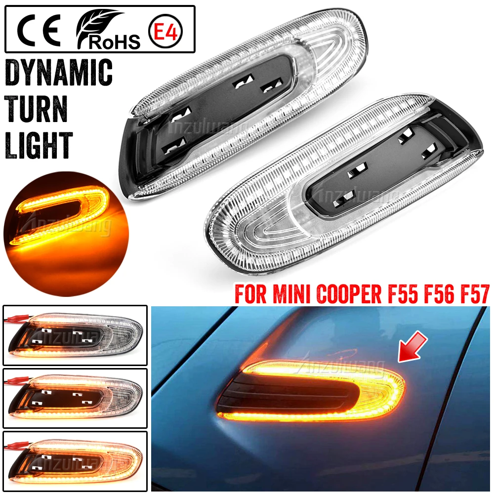 

For BMW MINI COOPER F55 F56 F57 Dynamic LED Side Marker Turn Signal Indicator Repeater Light lamp Sequential Blinker 1Pair
