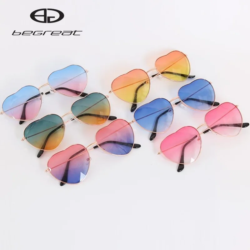 

BEGREAT очки солнечные женские Heart Sunglasses for Mowen Cheap Cool Smalll Eyeglass Fashion Peach Heart Ocean Piece Retro Metal