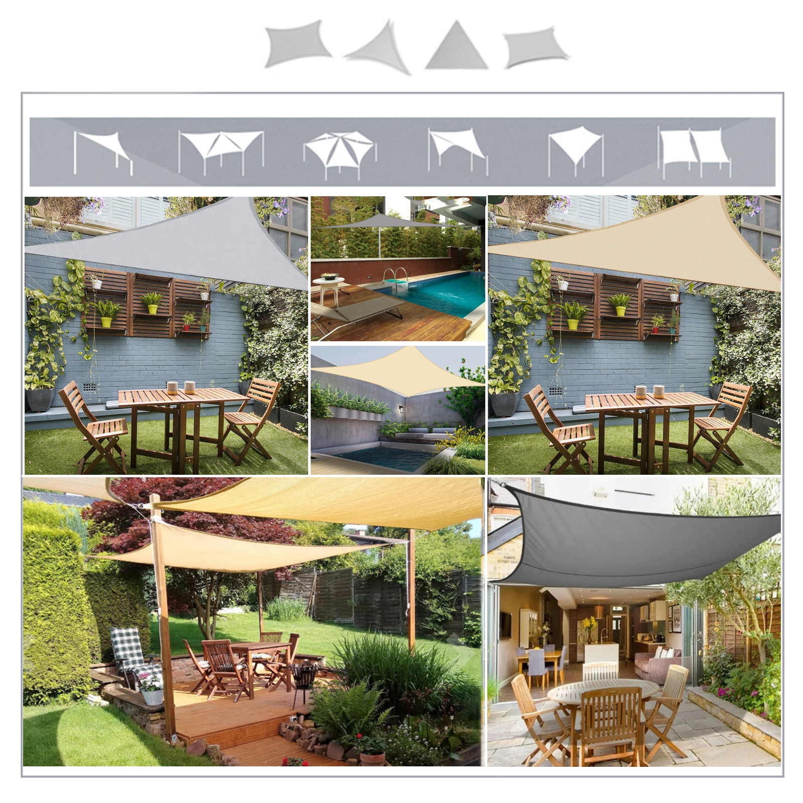 

Pure color waterproof sun canopy cover triangle outdoor umbrellas garden terrace pool sunglasses shade cloth sails tent camping
