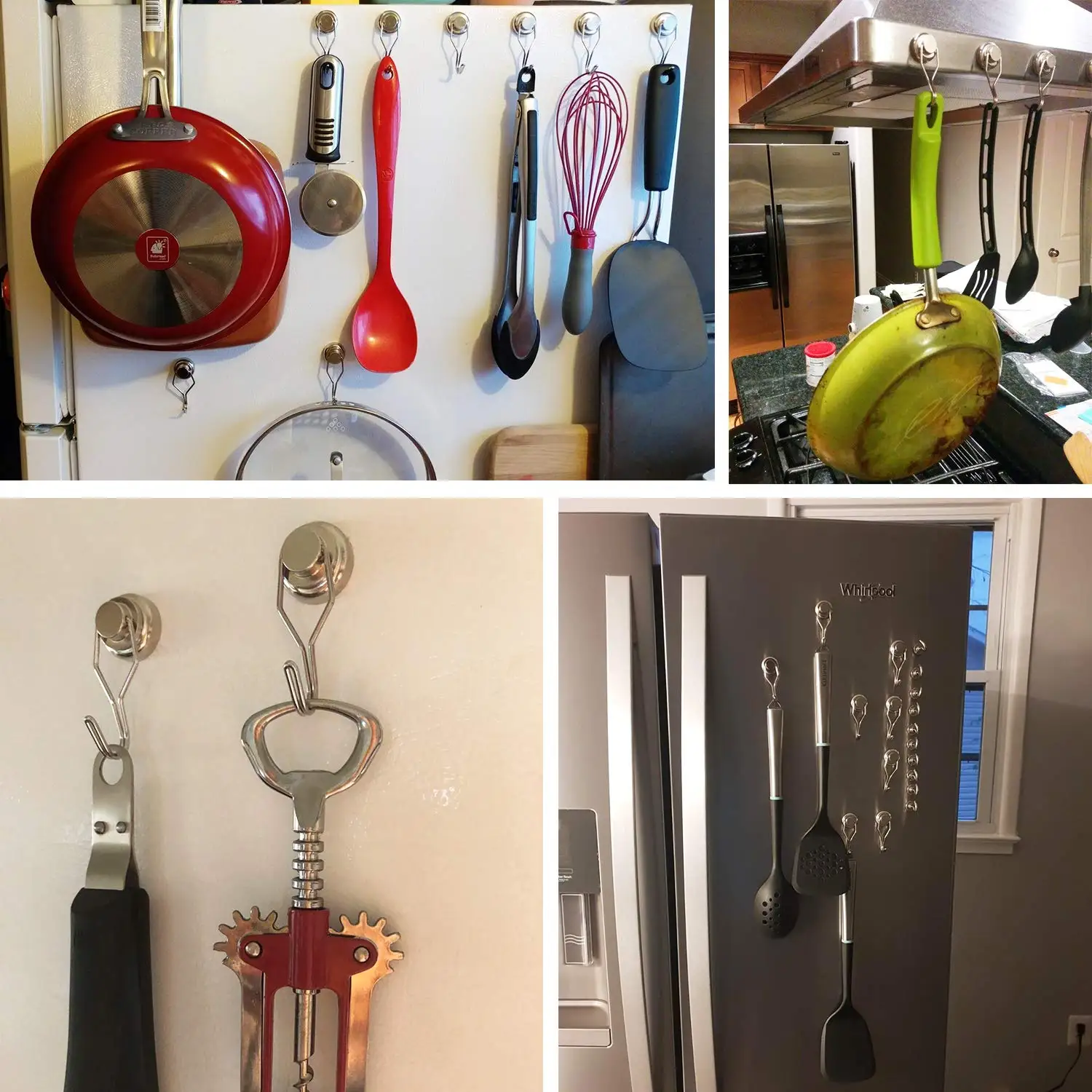 

Swivel Magnetic Hooks Heavy Duty Neodymium Magnet Hooks 4 pcs with Scratch Proof Stickers for Home Refrigerator Kitchen ANDF889