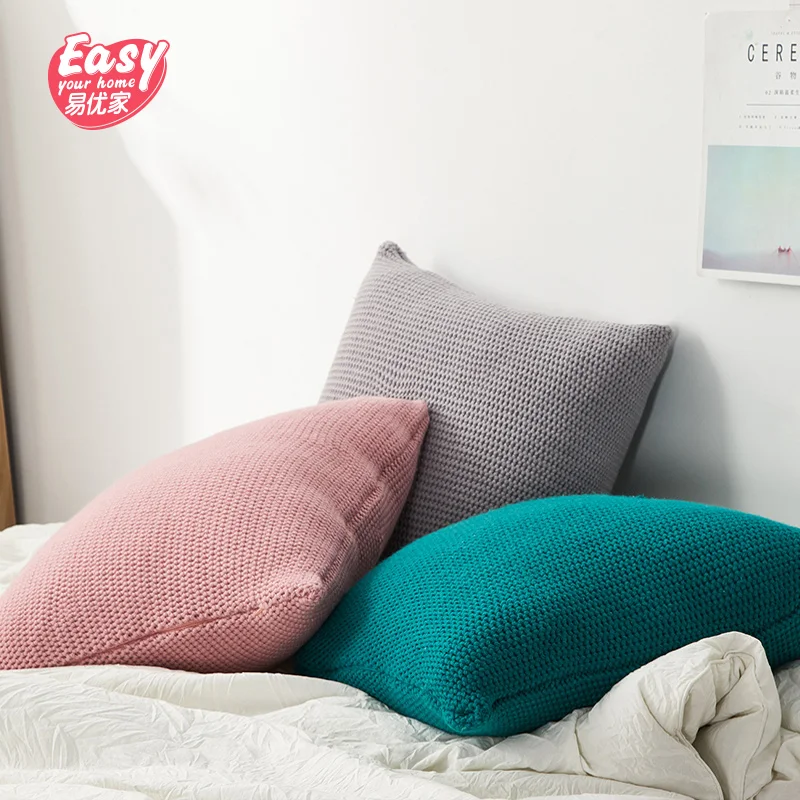 45X45 Handmade Knitted Woolen Pillowcase Fish Scale Solid Color Sofa Backrest Cushion Cover Home Office Decorative Pillow Case |