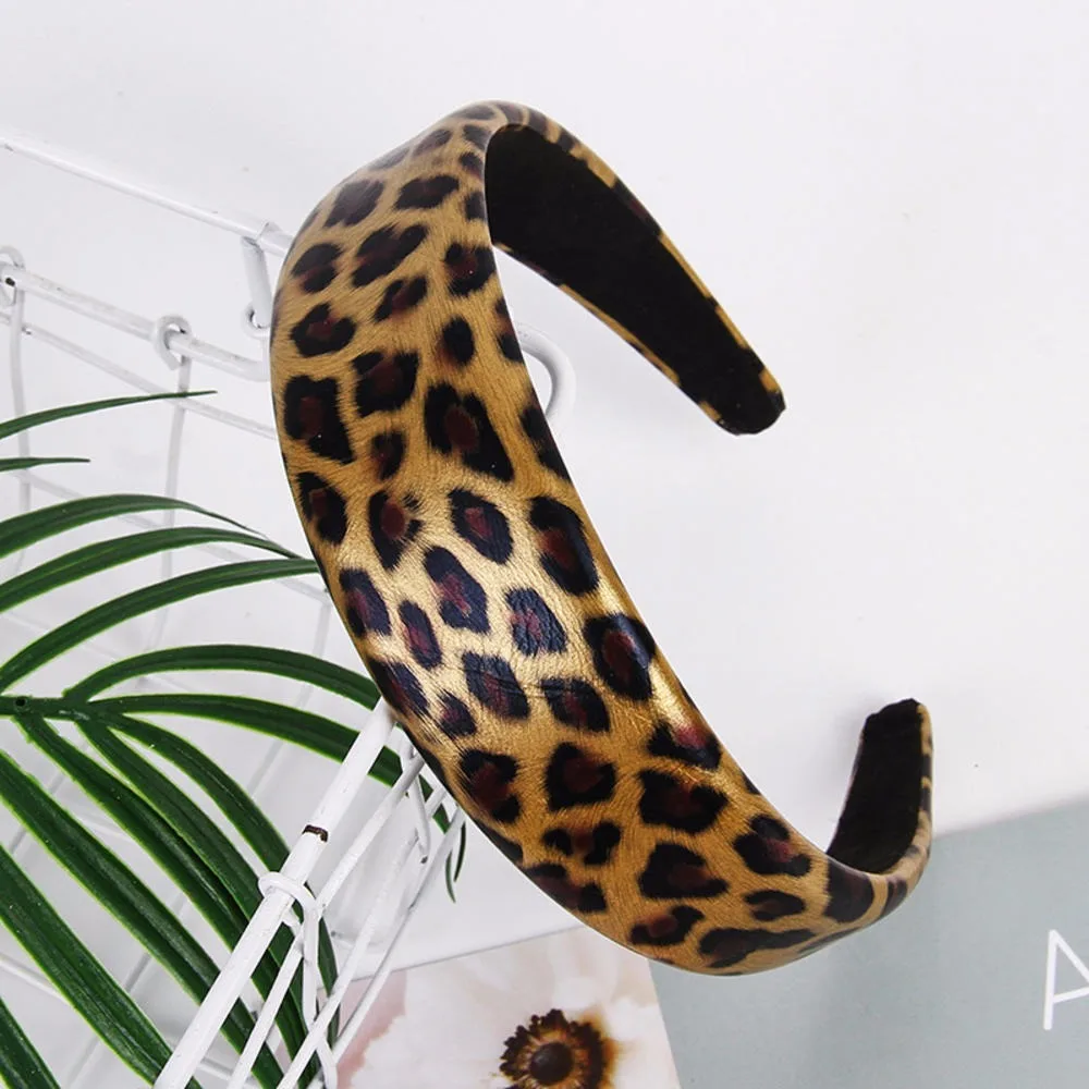 1 шт. женская кожаная с леопардовым принтом повязка для волос повседневной