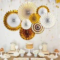 gold paper fans set graduation birthday baby shower new home decoration party diy