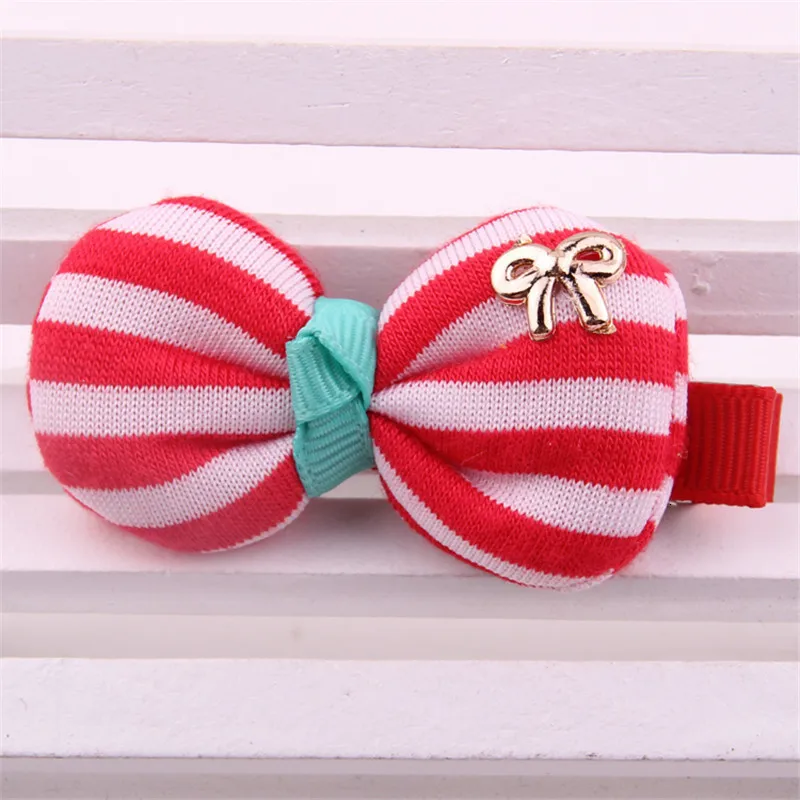 Новейшая заколка для волос детей Модный Полосатый Принт ткань бант золотые