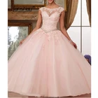 Женское бальное платье Fanshao, блестящее милое платье принцессы с круглым вырезом, аппликацией и бусинами, 16 лет, 15 лет