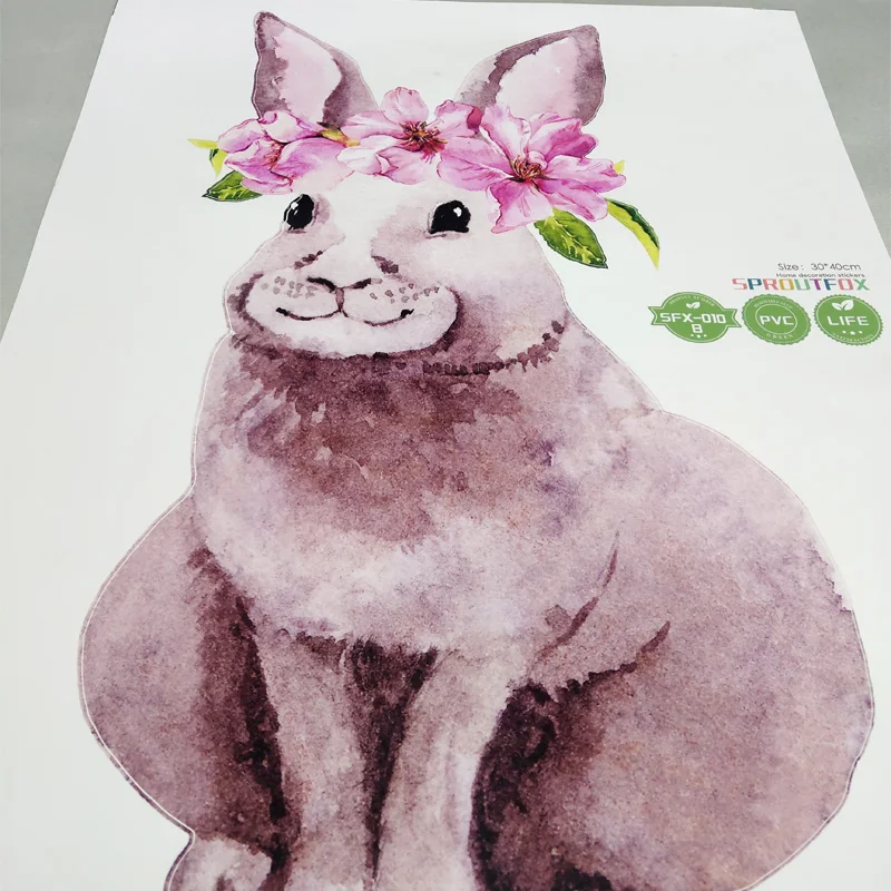 Акварельный венок цветок кролик наклейки на стену гостиная спальня украшение