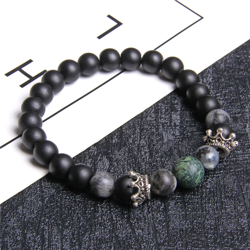 Будда браслет Королевский синий тигровый глаз камень бусины новая корона Дракон