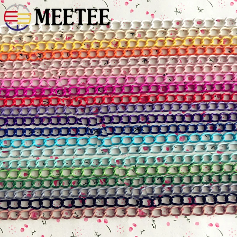 Meetee 5 метров 5*7 мм цветная металлическая плоская твист цепочка сумка ремешок