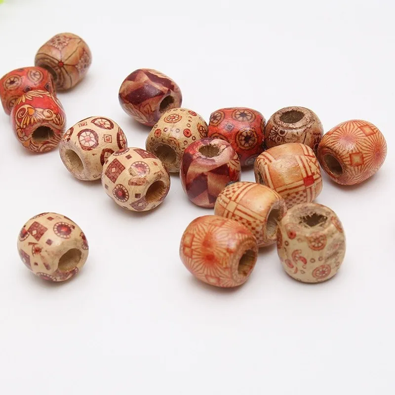 100 шт./пакет 16*17 мм апертура: 7 деревянные бусины для волос с большим отверстием