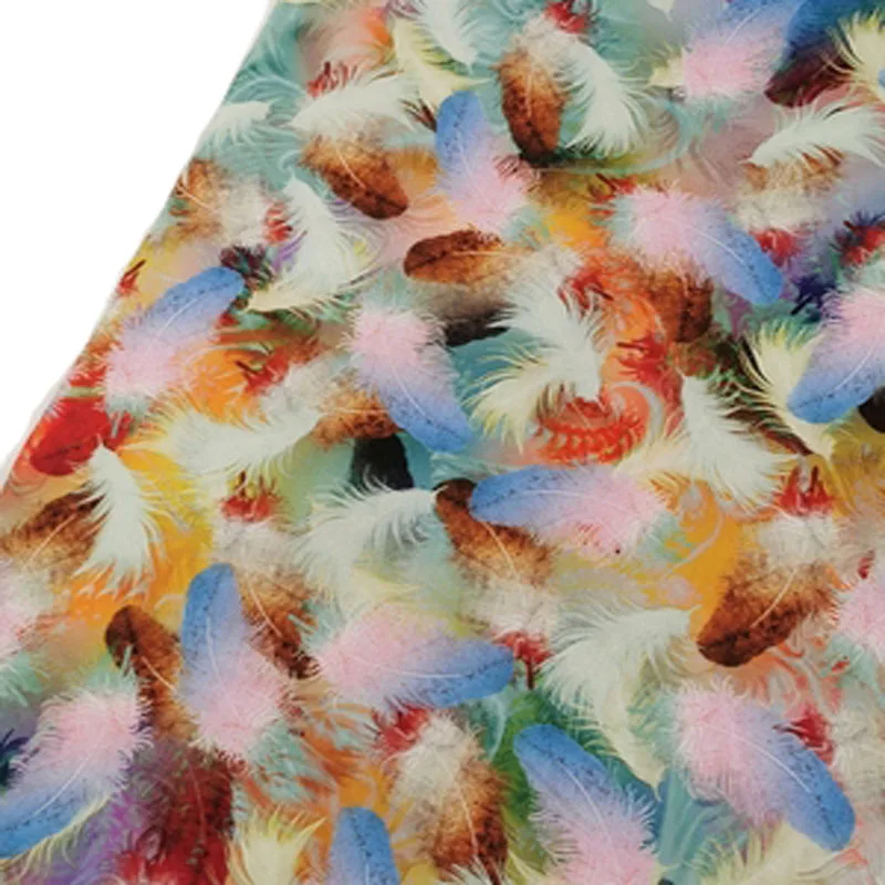 

Viaphil 100% Cotton Fabric Brand New Colorful Vivid Feathers Printed Sewing Cloth Dress Clothing Textile Tissue