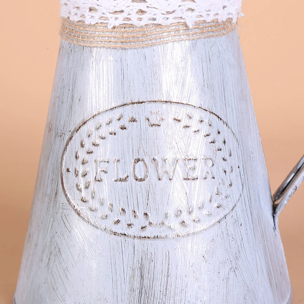 Винтажная потертая кремовая ваза эмалированный кувшин высокий металлический