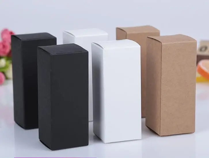 

10pcs/lot 5.5x5.5x17cm Lipstick packaging white Boxes Black kraft Paper Box for Essential Oil Perfume bottle