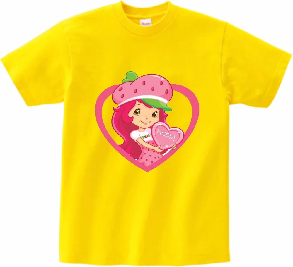 

2020 Girls T-shirt Strawberry Girl And Puppy Short Sleeved Tshirt Little Girl Fashion Cute T-shirt Summer Trendy Children Shirt