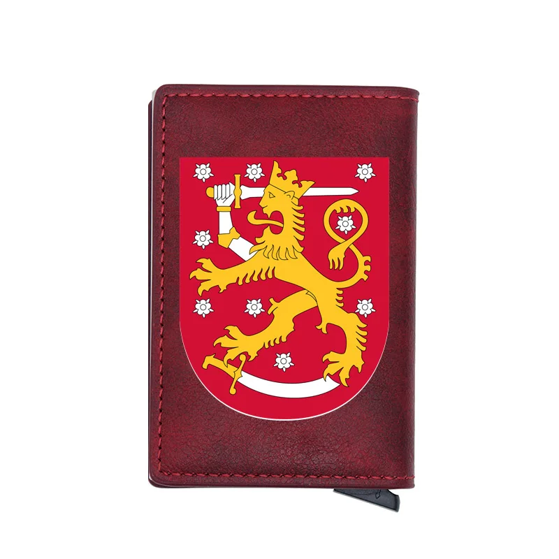 

2020 New Fashion National Emblem of Finland Digital Printing Leather Card Holder Wallet RFID Blocking Men Women Short Purse