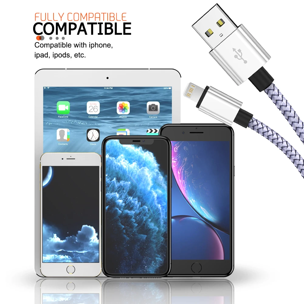 USB-кабель для передачи данных кабель быстрой зарядки iphone 13 12 11 Pro Xs max Xr X 8 7 6 plus SE ipad