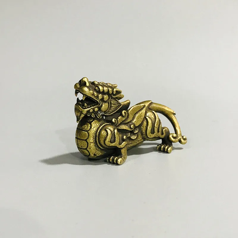 Китайское бронзовое животное с изображением курио 2 дюйма килинь цилинь пиксиу