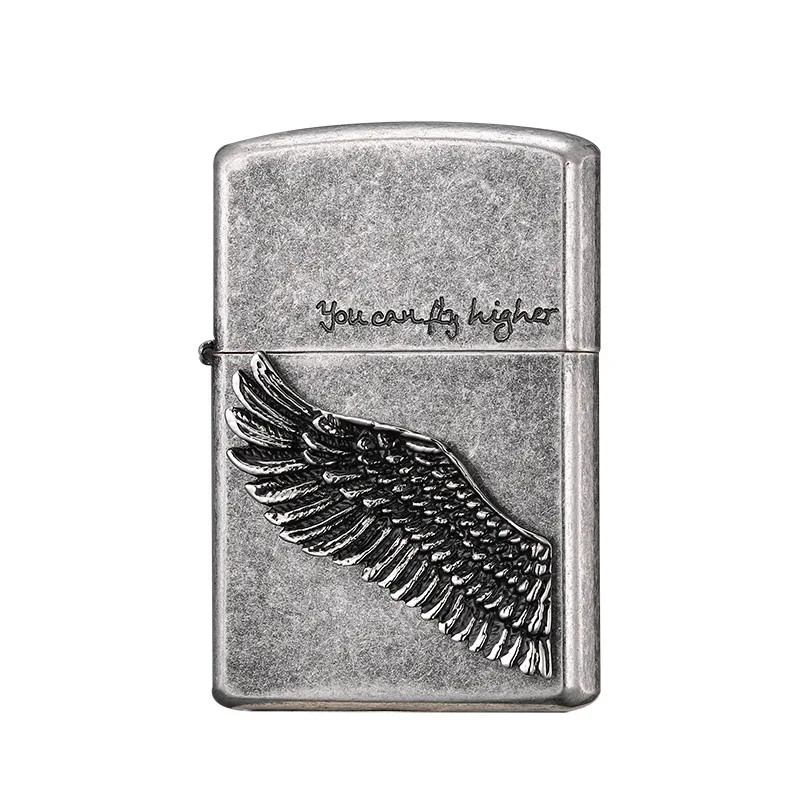

CHIEF Kerosene Lighter Mirs Spread Their Wings Old Style Retro Metal Seal Antique Silver Wheel Lighter for Charming Men Classic