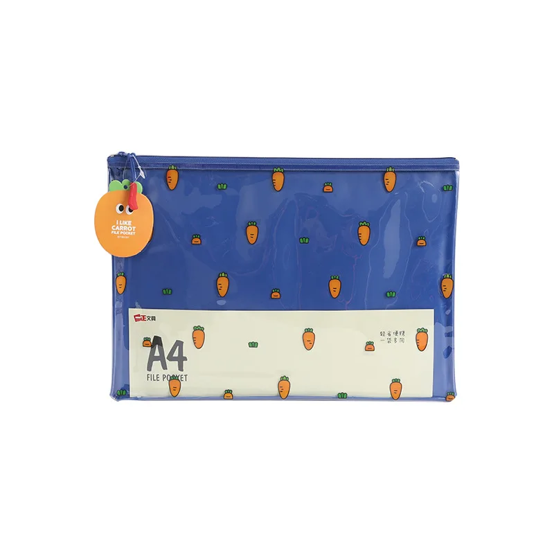 

2021 New Carrot A4 File Folder Big Capacity Cute File Pocket Document Organizer Holder Storage Bag School Office Stationery