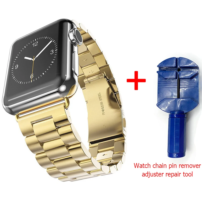Gold and tool ProBefit Нержавеющая сталь ремешок для наручных часов Apple Watch, 42 мм, 38 мм, версия 1/2/3/4(мы продаем только ремешок для часов браслет для наручных часов iWatch серии 4 5 44 мм 40 мм - Цвет ремешка: Gold and tool
